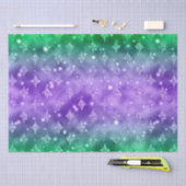 Paarse en groene ombre Glitter Celestial Pattern Tissuepapier (Craft)