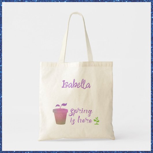  Paarse EN groene SPRING IS HIER Tote Bag