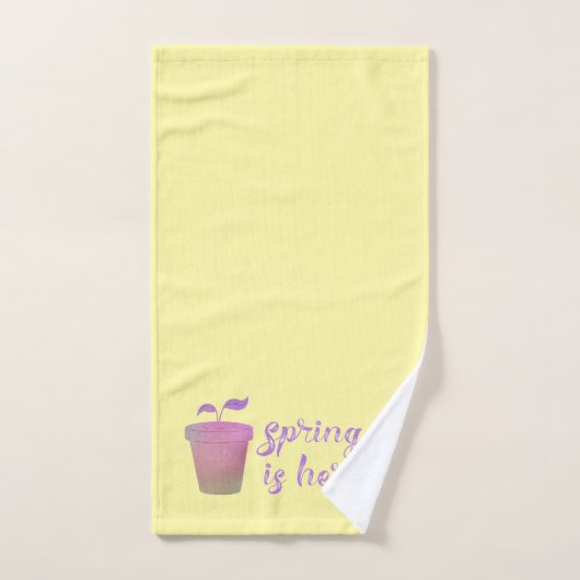 Paarse EN groene SPRING IS HIER Wasdoek Bad Handdoek (Handdoek)