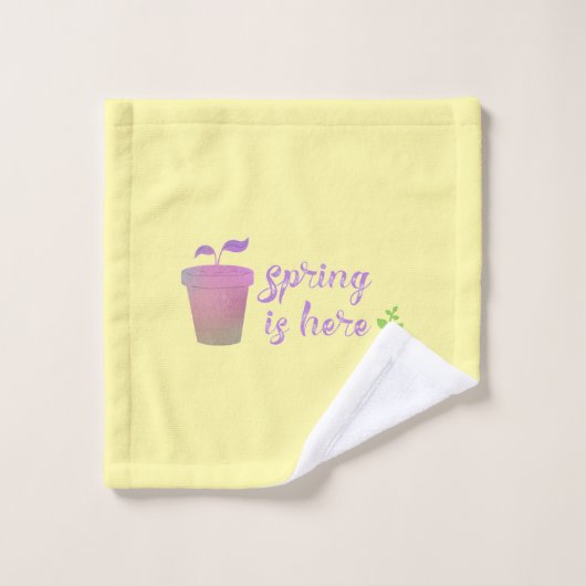 Paarse EN groene SPRING IS HIER Wasdoek Bad Handdoek (Wasdoekje)