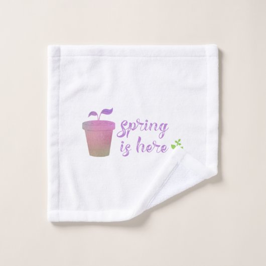 Paarse EN groene SPRING IS HIER Washandje (Wasdoekje)
