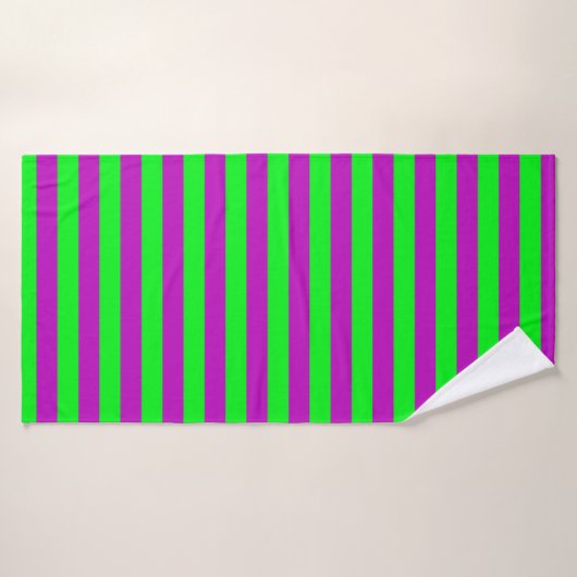 Paarse en groene strepen ontwerp badhanddoek (Badhanddoek)