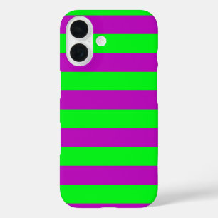 Paarse en groene strepen ontwerp iPhone 16 hoesje