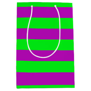 Paarse en groene strepen ontwerp medium cadeauzakje