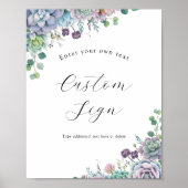 Paarse en Groene Succulent Custom Text Sign Poster (Voorkant)