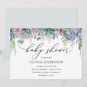 Paarse en Groene Succulente Baby shower Kaart (Voorkant / Achterkant)