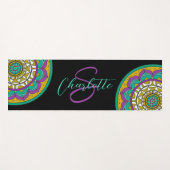 Paarse en groene ventilator Mandala Monogram Yoga  Yogamat (Voorkant (horizontaal))