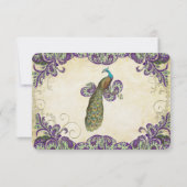 Paarse en groene voetgangersbruiloft RSVP (Achterkant)