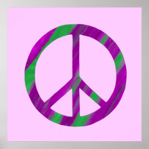 Paarse en groene vredestekenposters combineren poster