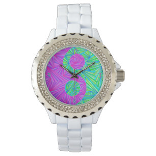 Paarse en groene Yin en Yang Zen Mode Watch Horloge