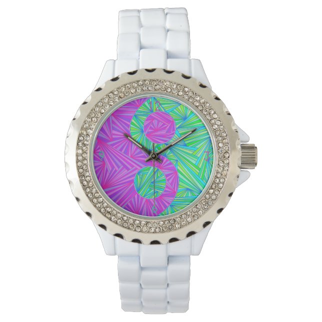 Paarse en groene Yin en Yang Zen Mode Watch Horloge (Voorkant)