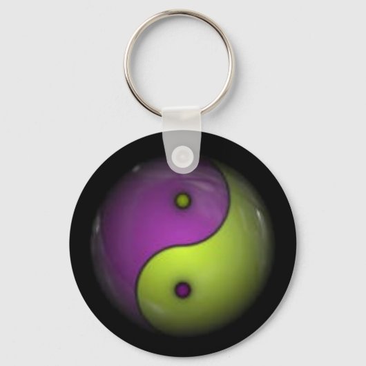paarse en groene yin yang sleutelhanger (Voorkant)