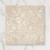 Paarse en Ivoor Bloemen Damask Bedankjes Labels (Achterkant)