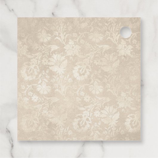  Paarse en Ivoor Bloemen Damask Bedankjes Labels (Achterkant)