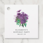  Paarse en Ivoor Bloemen Damask Bedankjes Labels (Voorkant)