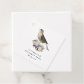 Paarse en Ivoor Bloemen Vogeldamast Bedankjes Labels (In situ)