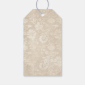 Paarse en ivoorkleurige pauwdamask cadeaulabel (Achterkant)