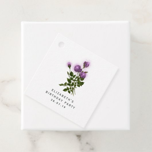 Paarse en ivoren Floral Bedankjes Labels (In situ)