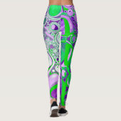 Paarse en kalkgroene marmer-fluid-kunst leggings (Achterkant)