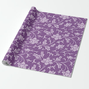 Paarse en lavendel bloempatroon cadeaupapier