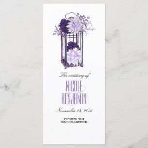 Paarse en Lavendel Floral Lantaarn Wedding Program Programma