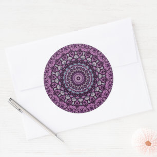 Paarse en Lavendel Mandala Patroonontwerp Ronde Sticker