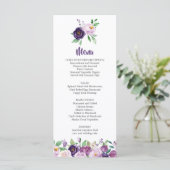 Paarse en Lavendel Rozen Wedding Menu (Staand voorkant)