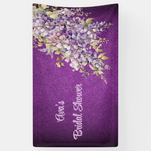 Paarse en lavendelkleurige Wisteria Bruidsdouche Spandoek (Verticaal)