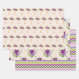PAARSE EN LAVENDER EASTER KROSSEN WATERVERF STROOM INPAKPAPIER VEL