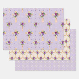 PAARSE EN LAVENDER EASTER KROSSEN WATERVERF STROOM INPAKPAPIER VEL