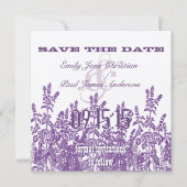 Paarse en lavender wild Flower Save the Date (Voorkant)