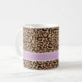 Paarse en Leopard Print Custom Monogram Koffiemok (Voorkant links)