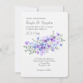 Paarse en lichtblauwe Rose Bouquet bruiloft Kaart (Voorkant)