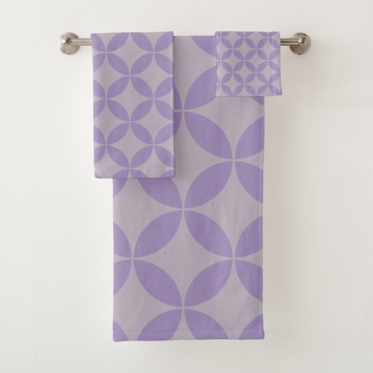 Paarse en Lila midden-eeuwse Modern Pattern Bad Handdoek (Insitu)