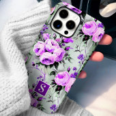 Paarse en Lila Monogram Bloemen Case-Mate iPhone Case