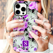 Paarse en Lila Monogram Bloemen Case-Mate iPhone Case