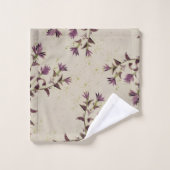 Paarse en Limoen bloemige handdoekset Bad Handdoek (Wasdoekje)