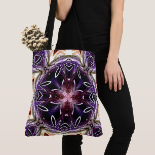 Paarse en Magenta Kosmisch Kaleidoscoop Patroon Draagtas