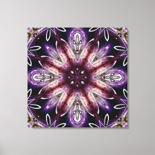 Paarse en Magenta Kosmische Bloem Kaleidoscoop Canvas Afdruk