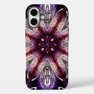 Paarse en Magenta Kosmische Bloem Kaleidoscoop iPhone 16 Plus Hoesje