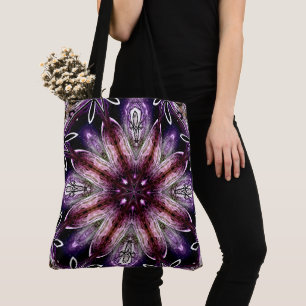 Paarse en Magenta Kosmische Bloem Kaleidoscoop Draagtas
