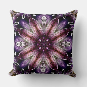 Paarse en Magenta Kosmische Bloem Kaleidoscoop Kussen