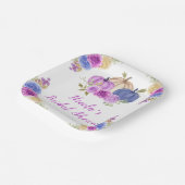 Paarse en marineblauwe bloemige pompoenen bruiloft papieren bordje (Gebogen)