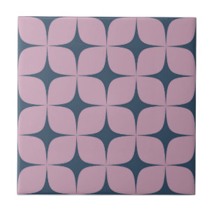 Paarse en marineblauwe Mid-Century Modern Tegeltje