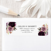 Paarse en Mauve Roze Bloemen Retouradres Etiket (Insitu)