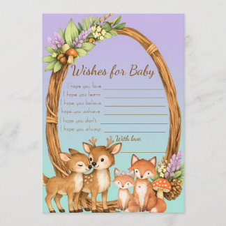 Paarse en Mint Bosdieren Wensen voor Baby Advieskaart