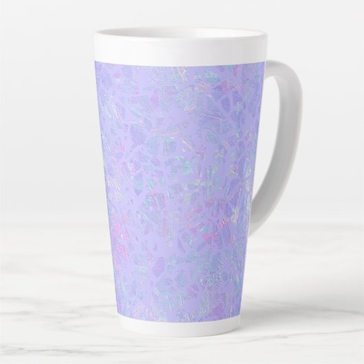 Paarse en multicolorvlokken latte mok (Rechterhoek)