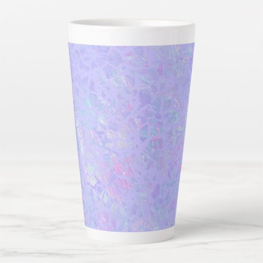 Paarse en multicolorvlokken latte mok (Voorkant)