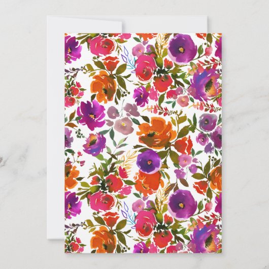 Paarse en Oranje Bloemen Verlovingsfeest Kaart