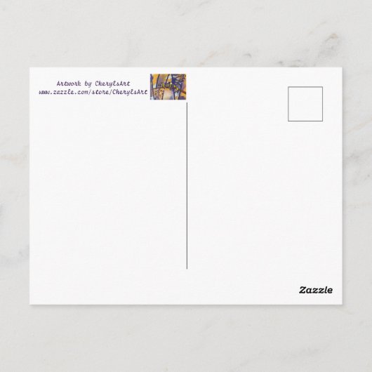 Paarse en Oranje Chameleon-briefkaarten, jouw teks Briefkaart (Achterkant)